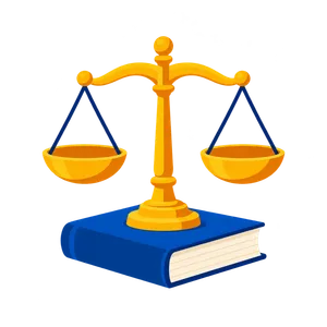 Une balance aux plateaux à l’équilibre, posée sur un livre fermé.